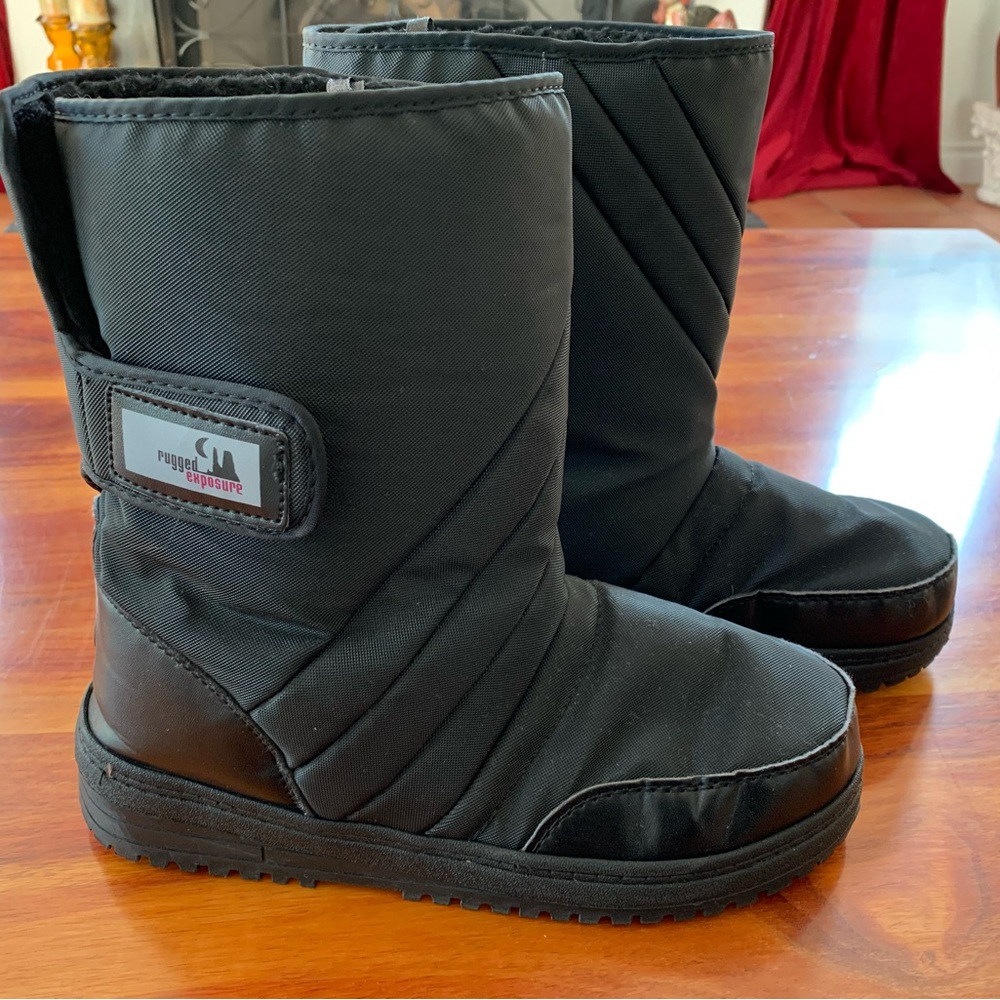 Rugged Exposure Black Rain/Snow Boots Size 8